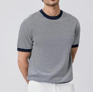 Men's Silk Screen Printed Blank Design Short Sleeve O-Neck Knitted Casual <b>T</b>-<b>Shirt</b> Regular <b>Fit</b> Contrast Trim <b>White</b> Pants for - Product Image 4