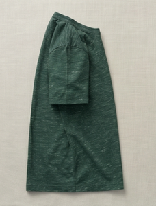 T-shirt à manches courtes vert foncé pour homme, coupe classique, couleur unie, décontracté, col rond, en coton tricoté - Product Image 4