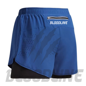 BLOODLINE Men's Blue Sport Shorts With Pockets Quick Dry Elastic Waist <b>Mid</b> Length Sublimation Print Design - Product Image 6