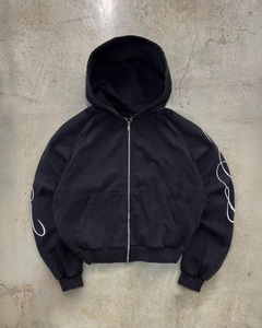 Custom Oversized Cropped <b>Zip</b> Up Hoodie Heavyweight Cotton Fleece Full <b>Zip</b> <b>Hooded</b> Sweatshirt Sleeve Streetwear Unisex hoodie - Product Image 1