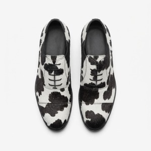 Genuine Leather Cow Print Oxfords Round Toe Lace-Up Breathable Men's <b>Dress</b> Shoes All Seasons <b>Rubber</b> Outsole - Product Image 5