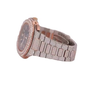 Montre de luxe personnalisée en acier inoxydable avec diamants taillés en moissanite VVS, style hip-hop attrayant, mouvement à quartz, montre importée du Japon - Product Image 2