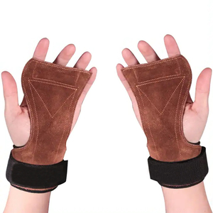 Cowhide Leather Gym <b>Weight</b> Lifting Gloves Adjustable Wrist Wraps Breathable Hand Grips Lightweight Non-Slip Support Deadlifts - Product Image 2