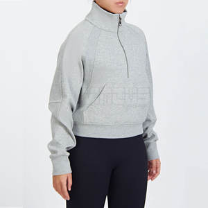 Sudadera de mujer de manga larga estilo urbano 2026 de moda, transpirable y ligera, con media cremallera, para venta en línea - Product Image 4