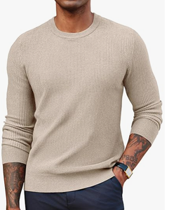 Mens Crewneck Sweatshirts Regular Fit Lightweight Knit Pullover 100% Cotton <b>Winter</b> Digital Printing for Casual - Product Image 1