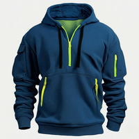 Sweat à capuche unisexe haut de gamme OEM, esthétique, demi-zip, décontracté, style rétro streetwear, brodé, en molleton polyester/coton épais