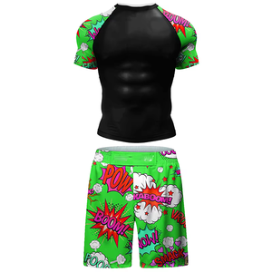 Ensemble T-shirt et pantalon de rashguard MMA personnalisé, uni, avec coutures apparentes et effet délavé pour hommes, pour la boxe, le Muay Thai, le kickboxing, le Jiu-Jitsu et les vêtements de sport - Product Image 2