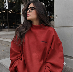 Sweat-shirt oversize à col montant pour femme, écologique, respirant, mélange polyester/coton, molleton brossé épais, streetwear personnalisé - Product Image 1