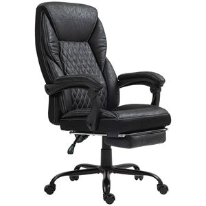 Executive Office Chair Comfortable Reclining Swivel High Back Adjustable Headrest <b>Footrest</b> Black Nylon PU BIFMA Certified - Product Image 1