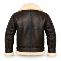 Jaket Kulit Motor Pria Klasik dengan Trim Bulu, Tali Gesper, dan Desain Aviator Vintage