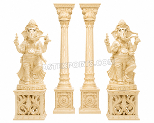 Ensemble de Mandap de Mariage Indien Blanc et Doré, Ensemble de Mandap de Mariage en Fibre Sculptée Ivoire Royal et Doré, Ensemble de Mandap Premium pour Événements, USA - Product Image 4