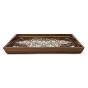 Bandeja de Servir Octogonal de Madera Hecha a Mano con Incrustaciones de Madreperla, Bandeja Decorativa de Lujo para el Hogar y Regalos - Product Image 4