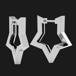 Pendientes Colgantes con Forma de Flor Geométrica y Moissanita en Plata de Ley 925 con Baño de Rodio para un Estilo Moderno y Lujoso - Product Image 1