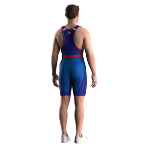 Traje de Lucha Libre para Hombre, de una Pieza, Ajustado, 100% Poliéster, Transpirable, Ligero, con Ribete Azul y Rojo, Elástico, para Artes Marciales, para Adultos - Product Image 2