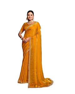 Sari Kanak Rekha traditionnel, infroissable, anti-humidité, pour femme, idéal pour les fêtes, l'hiver et toutes les saisons - Product Image 1