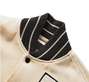 Chaqueta de bombardero universitaria con mangas de cuero y forro acolchado personalizado, chaqueta universitaria de lana de béisbol, chaquetas con letras de chenilla bordadas - Product Image 5