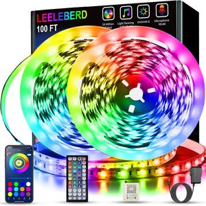 Strisce LED RGB per Camera da Letto 100ft, Sincronizzazione Musicale, Cambio Colore, Controllo App e Telecomando, 2 Rotoli da 50ft, Luci Intelligenti - Product Image 1