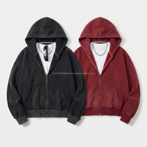 Sudadera con capucha extragrande con cremallera para hombre, de color liso, de forro polar, corte regular, para otoño - Product Image 3