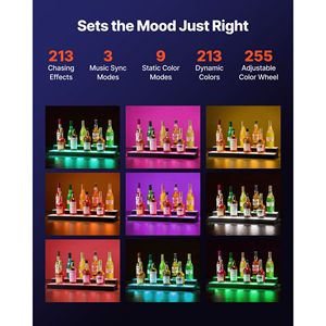 Espositore per Vini in Acrilico a 2 Livelli con Illuminazione LED USB, 30 Pollici, per Bar Domestico, con Telecomando RF - Product Image 2