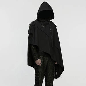 Manteau à Capuche Noir Gothique pour Homme, Style Punk, Coupe Irrégulière, Vente Chaude, OEM ODM, Vente en Gros 2026 - Product Image 2