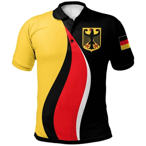 Camiseta de Fútbol de Alemania para Hombre, Manga Corta, Cuello Camisero, Impresión por Transferencia de Calor, Transpirable, Absorbe la Humedad, Corte Regular, con Botones - Product Image 1