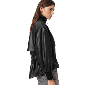 Ladies Real Shearling Leather <b>Jacket</b> <b>Women</b> Warm Winter Biker Slim Fit <b>Zip</b>-<b>Up</b> Customized Logo Factory Price Wholesale - Product Image 4
