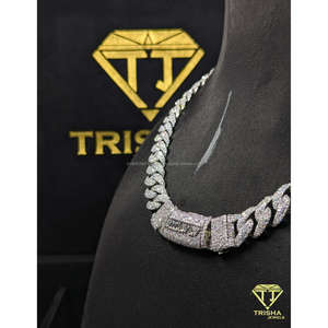 โซ่ไมอามี่คิวบาแบบพรีเมี่ยม "ไม่มีการเคลื่อนไหว" ล็อค VVS ห้องปฏิบัติการเพชรที่ปลูกใน925เงินสเตอร์ลิงโดยอัญมณีทริชา - Product Image 2