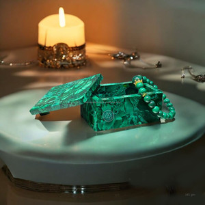 Joyero antiguo de lujo, regalo de calidad Premium, almacenamiento de curación de amor, Material de piedras preciosas de ágata de cuarzo malaquita Natural pulida - Product Image 5