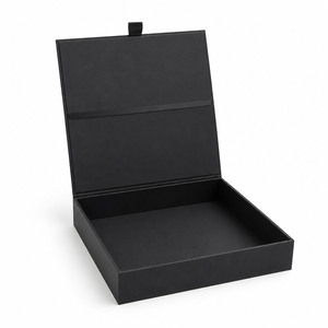 Eco-Friendly Black Wedding Invitation <b>Box</b> | Handmade German Rigid <b>Box</b> | <b>Book</b> Shaped | Four-Color | Ribbon Holder | Wholesale - Product Image 4