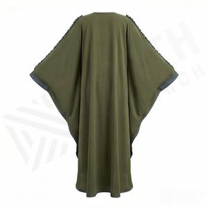 2025 OEM Kimono Abaya pour femmes musulmanes, en tissu polyester épais, doux et très extensible, col en V, manches longues, pour fêtes, Ramadan, mariages - Product Image 2