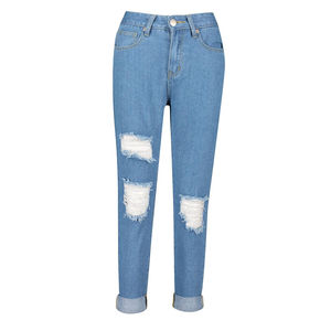 New Design High-Rise Distressed Skinny <b>Jeans</b> for Women Plus Size Breathable OEM Wholesale Solid Pattern for <b>Winter</b> Season - Product Image 4