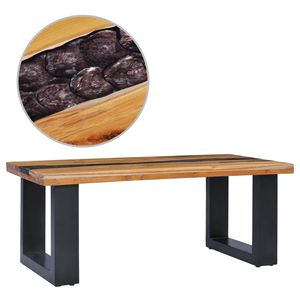 Mesa de Centro de Madera de Teca y Mango Multicolor con Poliresina, Muebles Únicos y Elegantes - Product Image 1