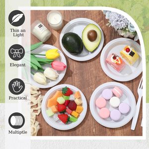 Assiettes à dessert jetables transparentes en plastique de 6 pouces de qualité alimentaire - Biodégradables, écologiques, robustes, pour gâteaux au chocolat et lait - Product Image 1