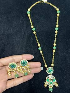 TISHYA DIAMOND Ethnic Flower Shape Gold Plated Copper Alloy Necklace Earring <b>Set</b> Imitation <b>Pearl</b> Certified Women's Jewelry - Product Image 4