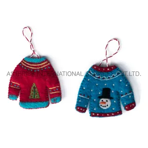 毛毡t恤小羊毛悬挂彩色装饰品圣诞树装饰客厅办公室厨房或儿童房