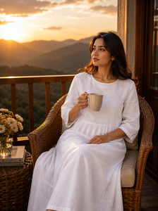Wholesale Linen Cotton Women Midi <b>Dress</b> Eco Friendly <b>White</b> Simple Bohemian Party <b>Dress</b> Luxury Neck Sleeveless Cuffed Breathable - Product Image 3