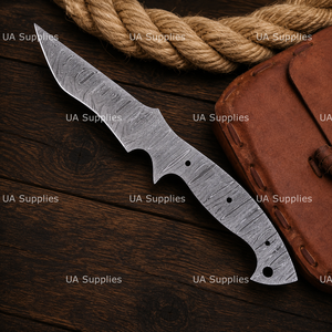 Cuchillo de Caza y Camping Personalizable de Acero de Damasco Forjado a Mano UA Supplies, Hoja en Blanco con Punta Caída, Equipo de Supervivencia al Aire Libre, 1 Año de Garantía - Product Image 3