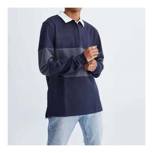 Men's Long Sleeve Color Blocked <b>Polo</b> <b>Shirt</b> <b>Striped</b> PK Cotton Casual Button Down Regular Fit - Product Image 2
