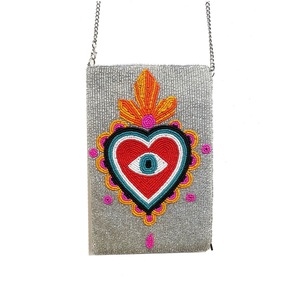 กระเป๋าใส่โทรศัพท์ปักลูกปัดลายดอกไม้สุดเก๋  กระเป๋าโทรศัพท์ลูกปัดแบบลำลอง  งานปักมือสุดหรู - Product Image 1