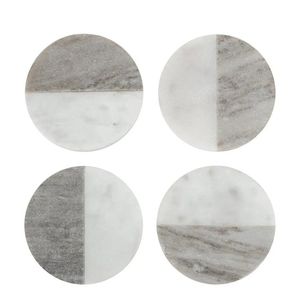 Sous-verres artisanaux en marbre blanc avec insert en laiton pour vos boissons, tapis et supports en pierres semi-précieuses, style rustique moderne - Product Image 5