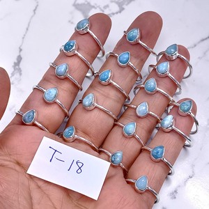 Anillo Pequeño con Gema de Larimar, Anillos de Plata de Ley 925 de Buena Calidad, Accesorios de Joyería Fina, Precio al por Mayor, Joyería de Plata - Product Image 3