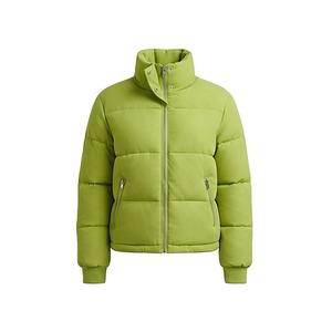 Hooded Quilted Waterproof <b>Bubble</b> Jacket Black Full Sleeve Winter Windproof Cotton Shell Knitted Fabric Polyester Filling Stand - Product Image 1