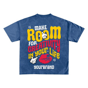 Camisetas de alta calidad para hombre, tallas grandes, 100% algodón, personalizables, transpirables, ecológicas, servicio OEM, camisetas con lavado ácido para hombre - Product Image 1