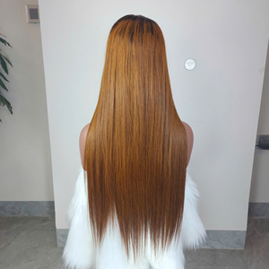 Hot Supplier 100% Vietnamese Human Hair Front Lace <b>Wig</b> Straight Ombre <b>Brown</b> Color 8-30 Inch Natural Hairline - Product Image 4