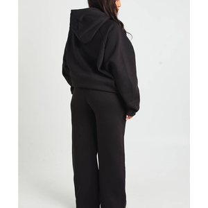 Custom Logo Solid Sweatsuit 2PCS <b>Set</b> Sublimation Technique Running Yoga Clothes Wear Women Pullover Polyester Jogging Suit - Product Image 2