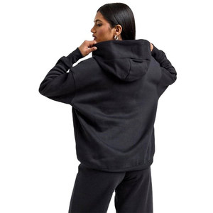 Chándal negro con capucha para mujer, manga larga, color sólido, corte holgado informal con bolsillos laterales, algodón de peso medio para mujer - Product Image 6