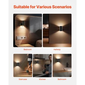 Lampes de nuit LED réglables 0-60LM avec capteur crépusculaire, design mural moderne, lumière blanc chaud doux 3000K, éclairage contemporain - Product Image 6