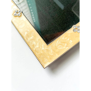 Modern Style <b>Metal</b> & Resin Photo <b>Frame</b> Tabletop Shiny Yellow Finish Rectangle Shape Home Living Room Decorative <b>Frame</b> For Table - Product Image 4