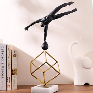 Geometric Shape Black Ceramic Man Figurine Modern <b>Table</b> <b>Decor</b> For Shelf And Cabinet Styling Enhancing Modern Interior Theme - Product Image 5