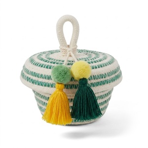 High Quality Handmade Cotton <b>Box</b> Gergean Ramadan Storage Basket with Lid Decorative Gift Basket Factory Manufacturer - Product Image 2